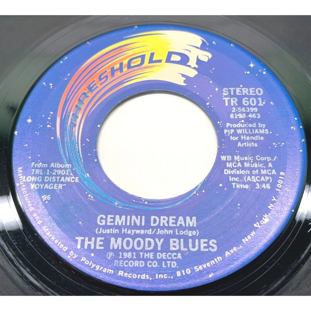 Moody Blues Gemini Dream / Painted Smile 45 Rock Record 1981 Threshold VG/VG+